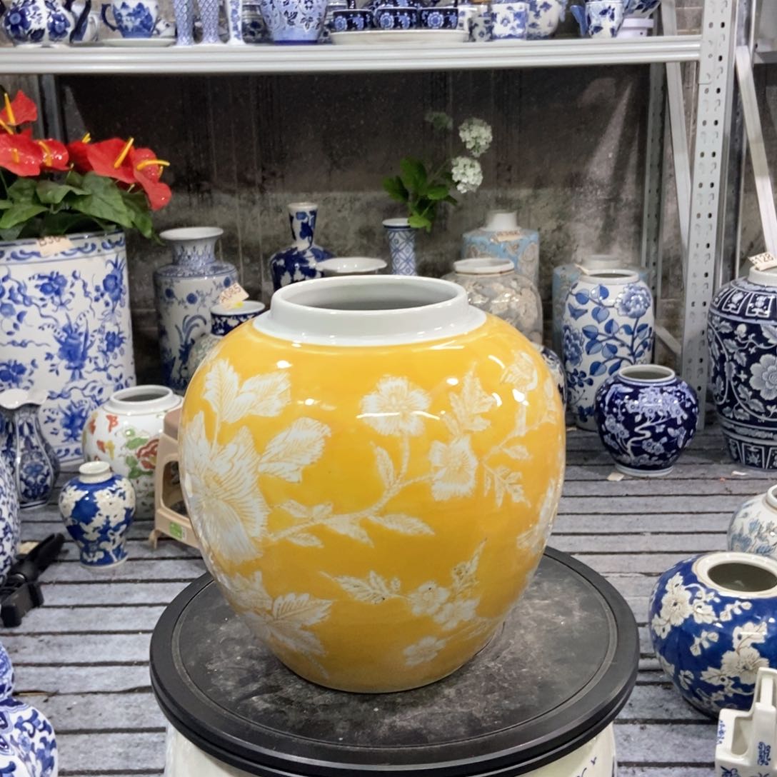 摆件花瓶手绘釉下彩轻微矿点