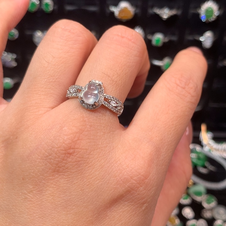 翡翠银S925镶嵌戒指戒指