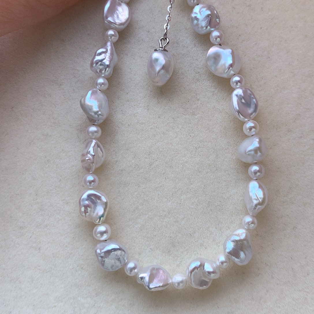 淡水珍珠4-6mm无核手链银S925镶嵌