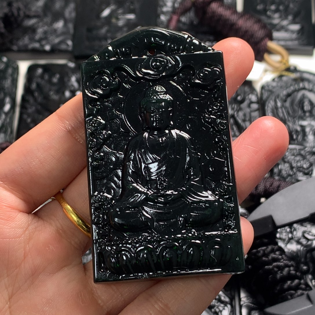 天然缅甸a货钢琴黑挂件