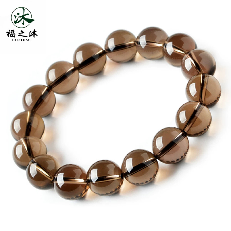 收藏级天然高透体茶水晶手链7A级茶晶烟晶单圈多样性发一
