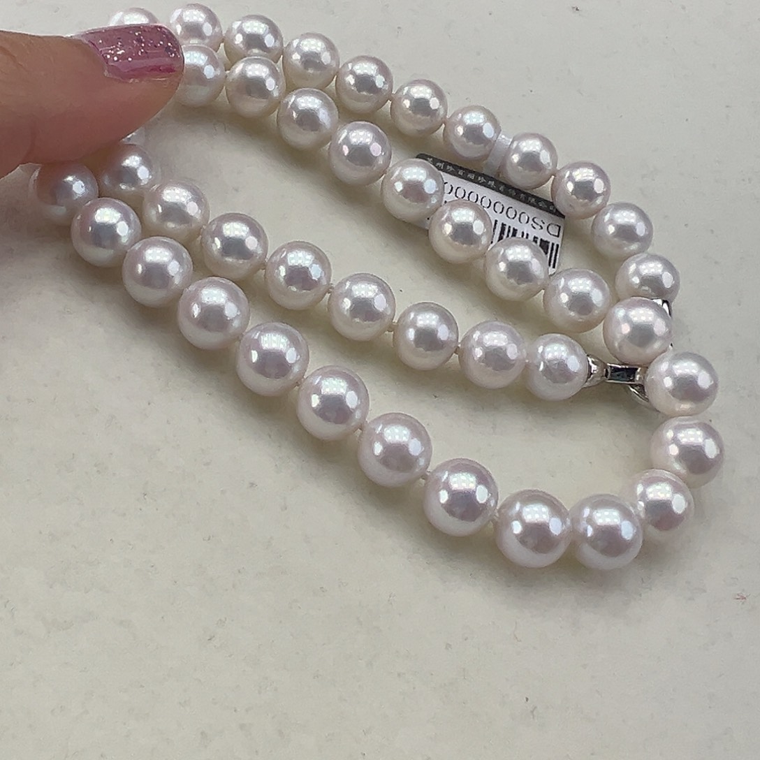淡水珍珠项链银S925镶嵌➕9-9.5高品极光天女粉