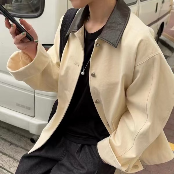 【禾风里】翻领中长款POLO领巴恩风秋季风衣潮流女装休闲