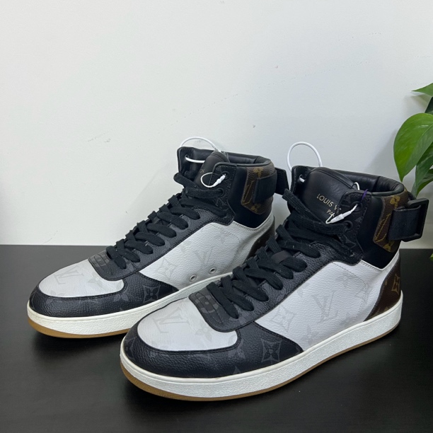 95新 LouisVuitton/路易威登 40/41欧码三色老花高帮lv板鞋