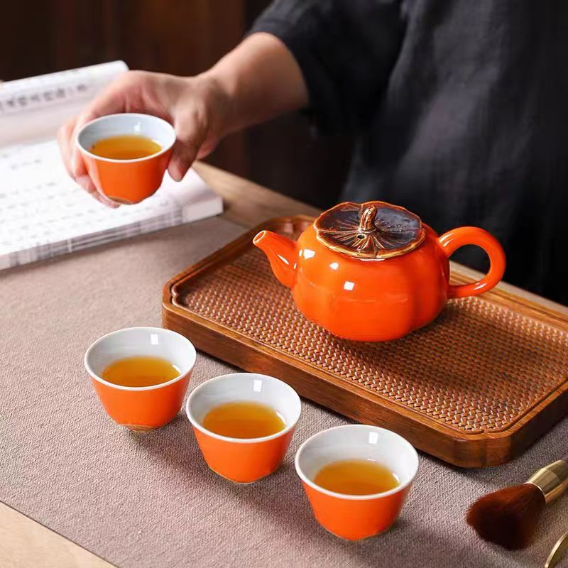 一壶四杯柿柿如意茶具