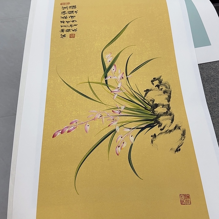 国画国画立体兰花