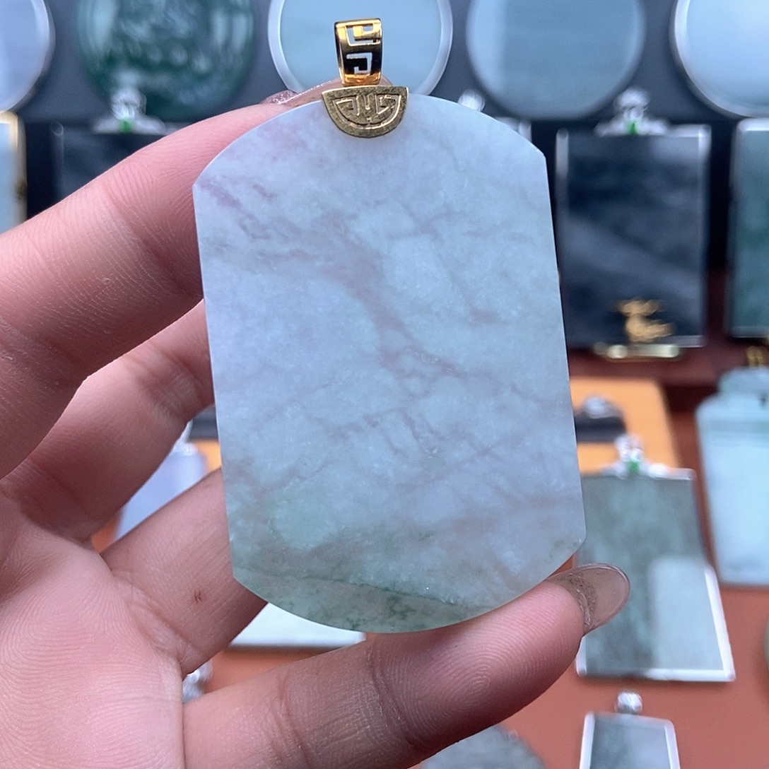 翡翠18K金镶嵌吊坠(不含链)