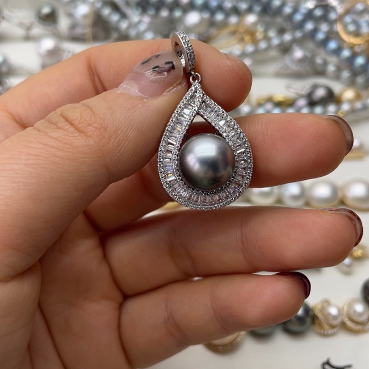 海水珍珠吊坠(不含链)银S925镶嵌