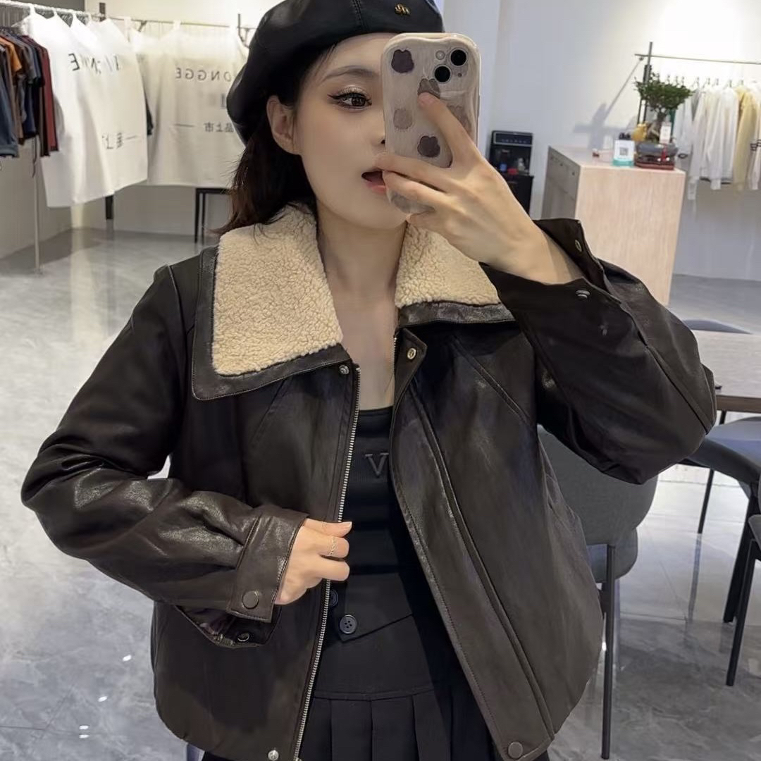 女冬季新款宽松显瘦机车夹克外套221