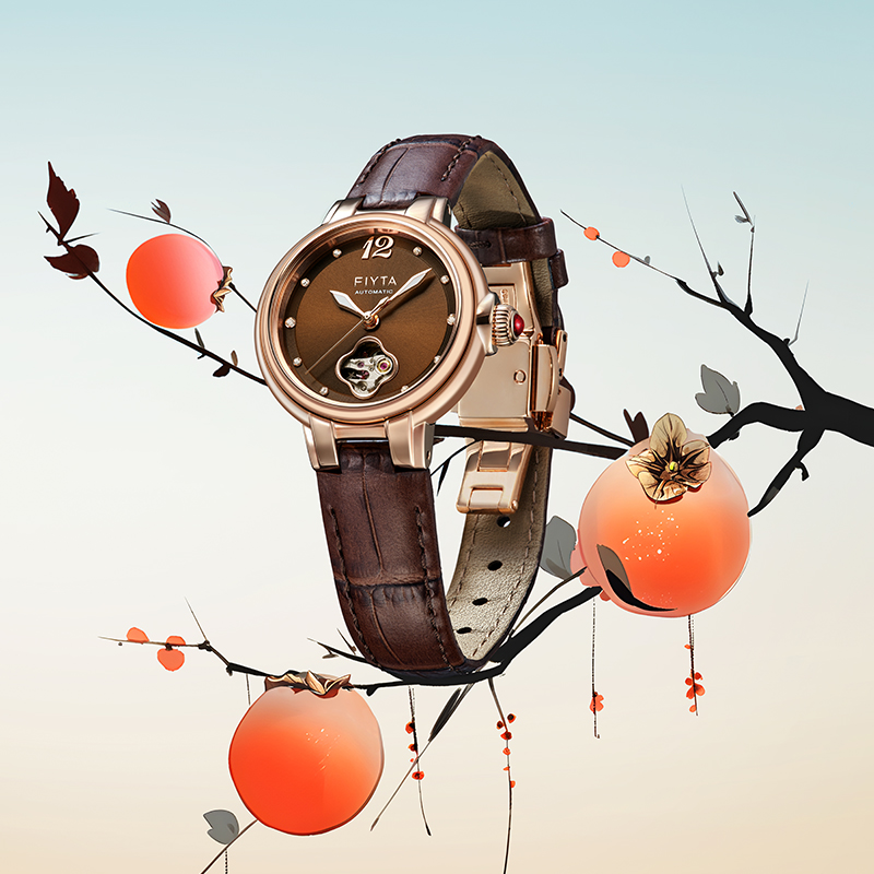 【飞亚达】倾城"柿柿如意"主题腕表女机械表女士时尚女表Y