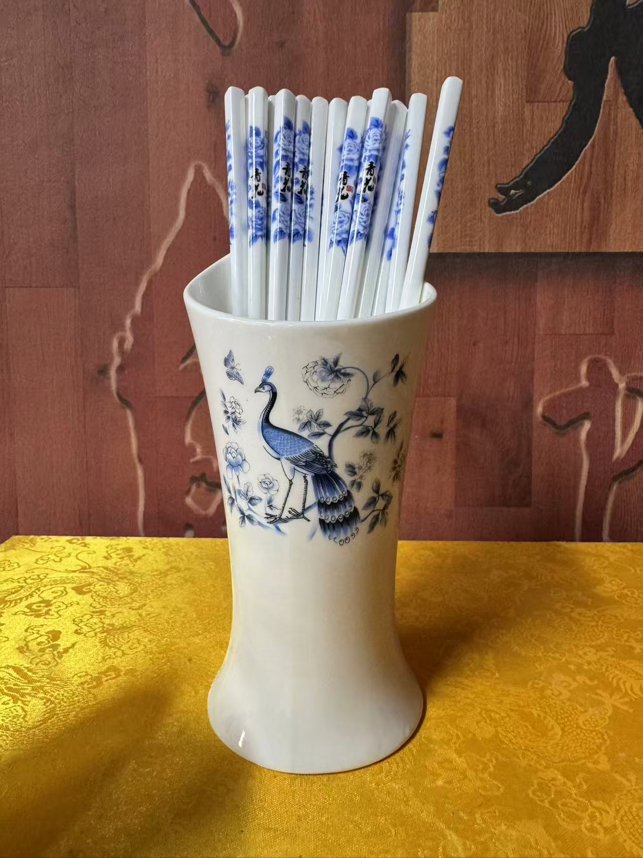 景德镇高温陶瓷青花筷子加筷子筒