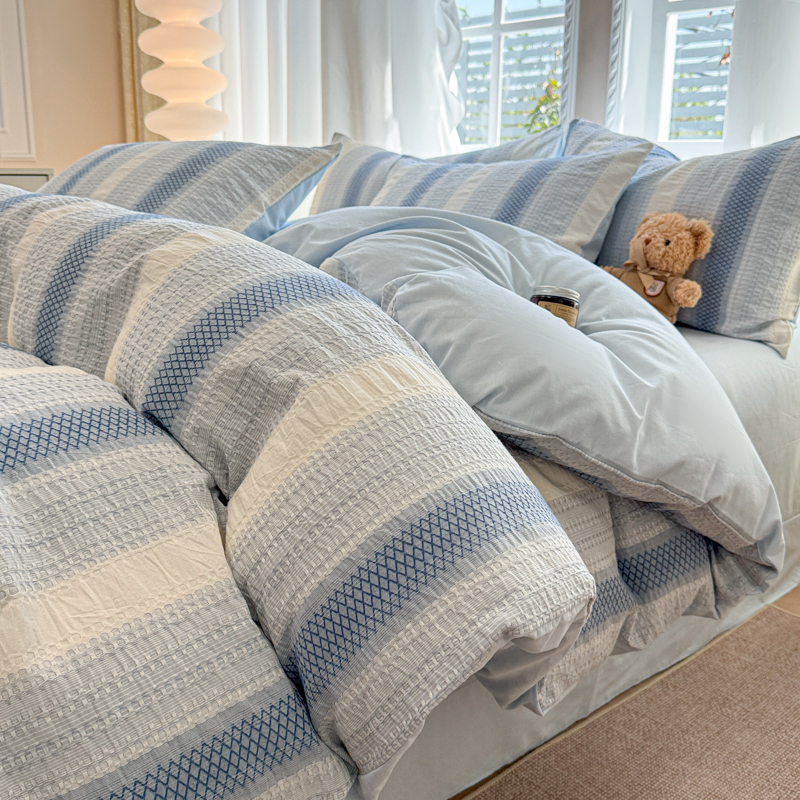 【断色断码】加厚A类100%全棉色织提花华夫格双层纱四件套床上用品