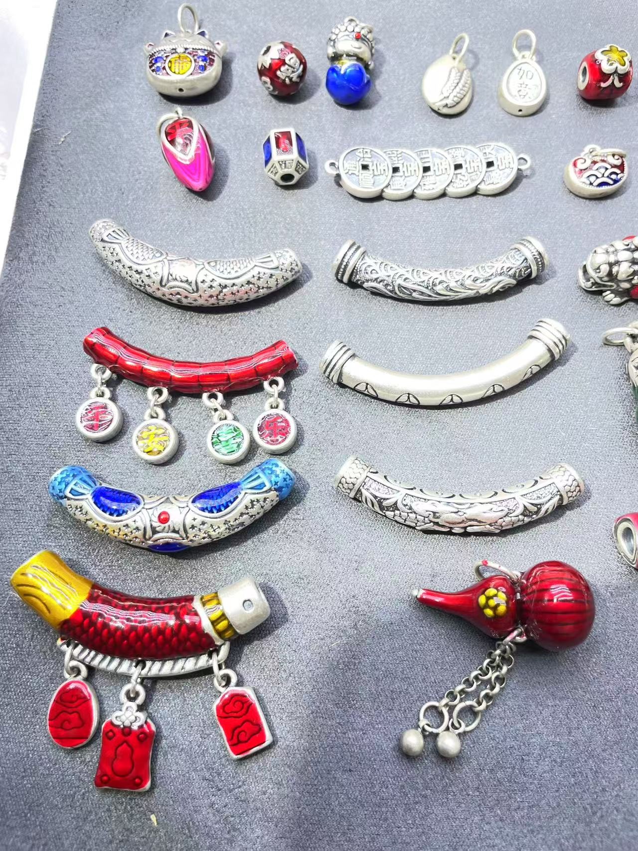 足银银制品 民族风古风国风复古时尚镶嵌中古银饰素款小配件