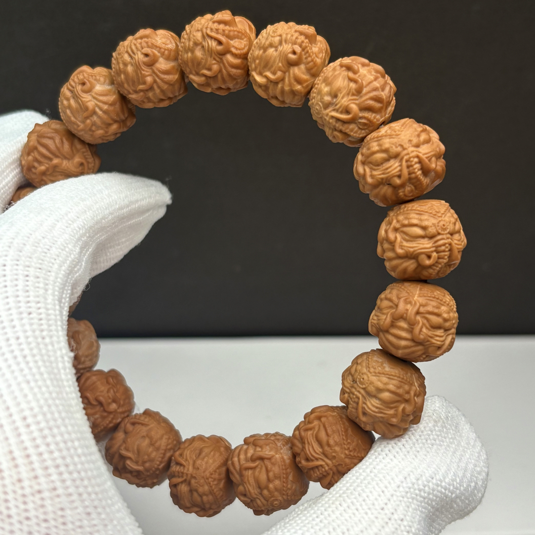 【小象神】精工满雕刻高油密猴头手串13-14MM二等微瑕款
