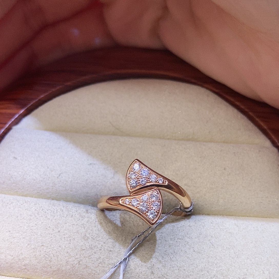 钻石戒指/指环18K金镶嵌双扇子戒指k玫15