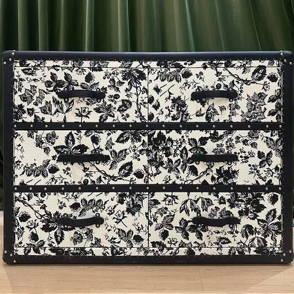 铂尼拓美式轻奢繁花系列六斗柜多功能储物柜家用复古方形