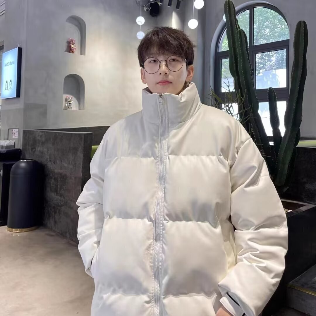 W51-BY潮牌立领PU皮棉衣外套男冬季加厚保暖休闲棉服棉袄面包服