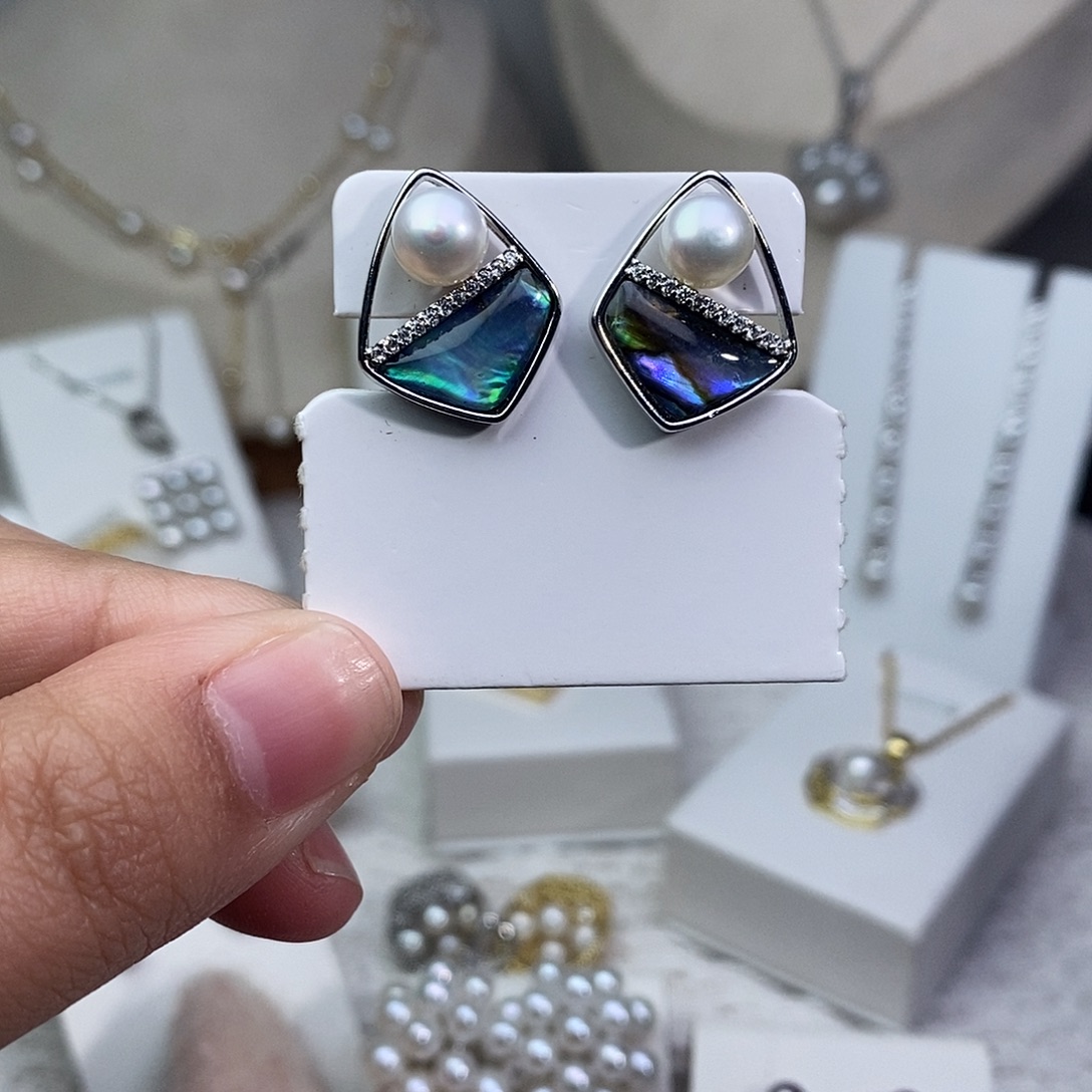 耳饰淡水珍珠银S925镶嵌