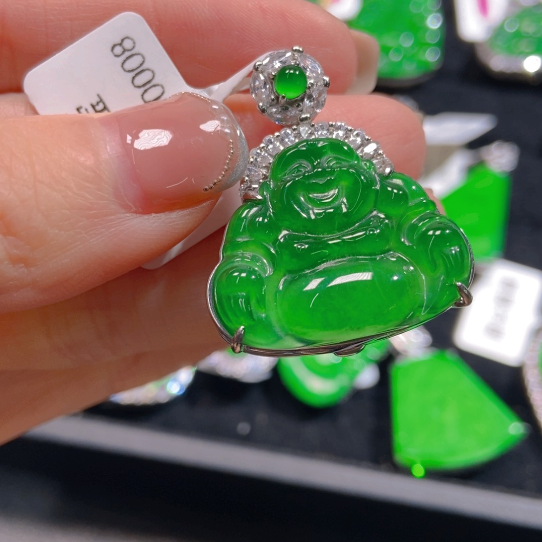 翡翠吊坠(不含链)银S925镶嵌