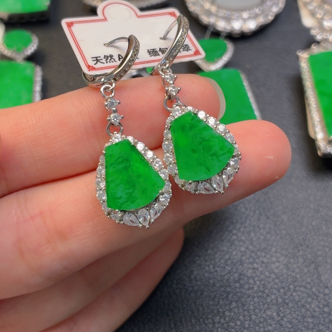 翡翠银S925镶嵌吊坠(不含链)耳坠