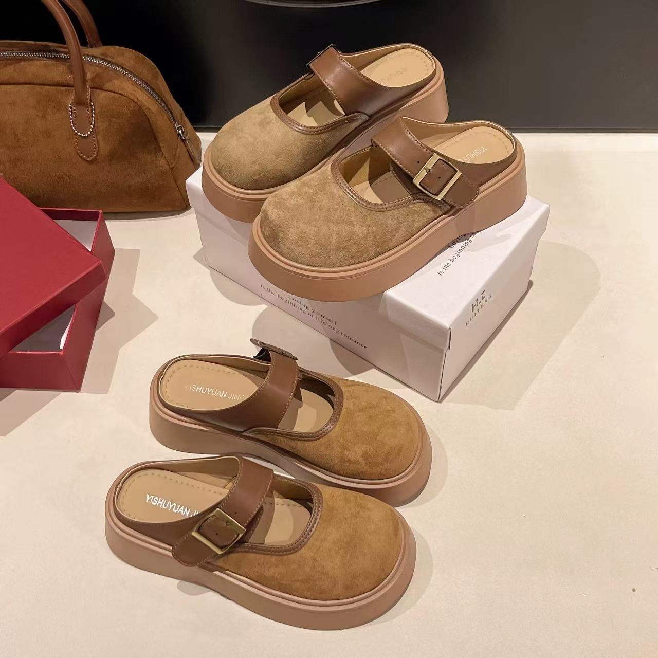 秋休闲款法式拖鞋女新款配裙子包头拖鞋2025-49