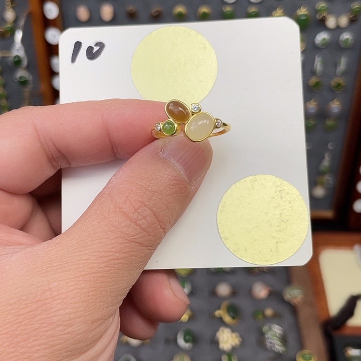 和田玉戒指银S925镶嵌和田玉10