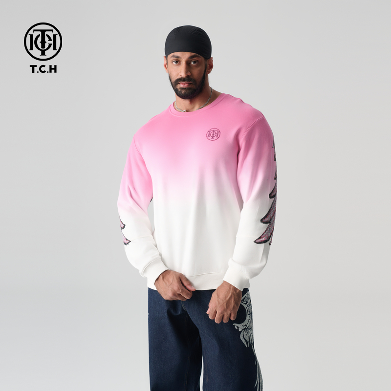 TCH轻奢烫钻工艺新时尚休闲百搭新潮流圆领衫女T72A116026tch私服