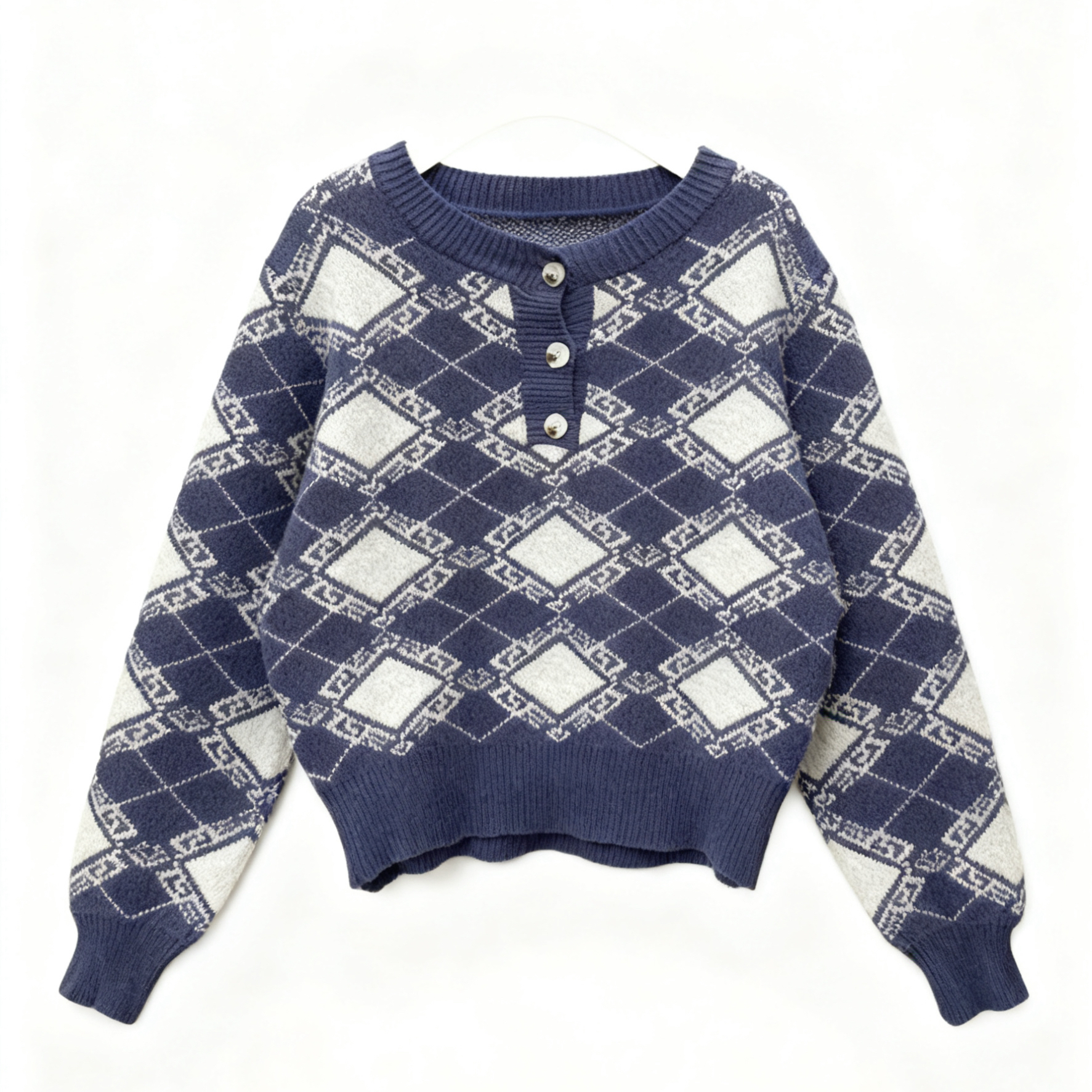 281 英伦风高级感格子休闲时尚百搭毛衣