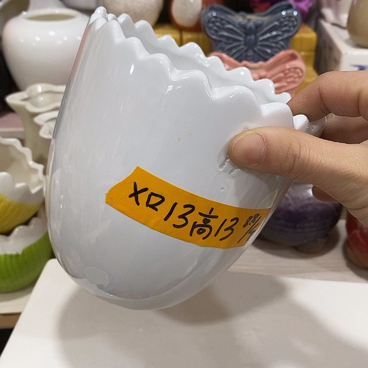 陶盆有孔 瑕疵针孔漏釉介意勿拍外口 13外高13