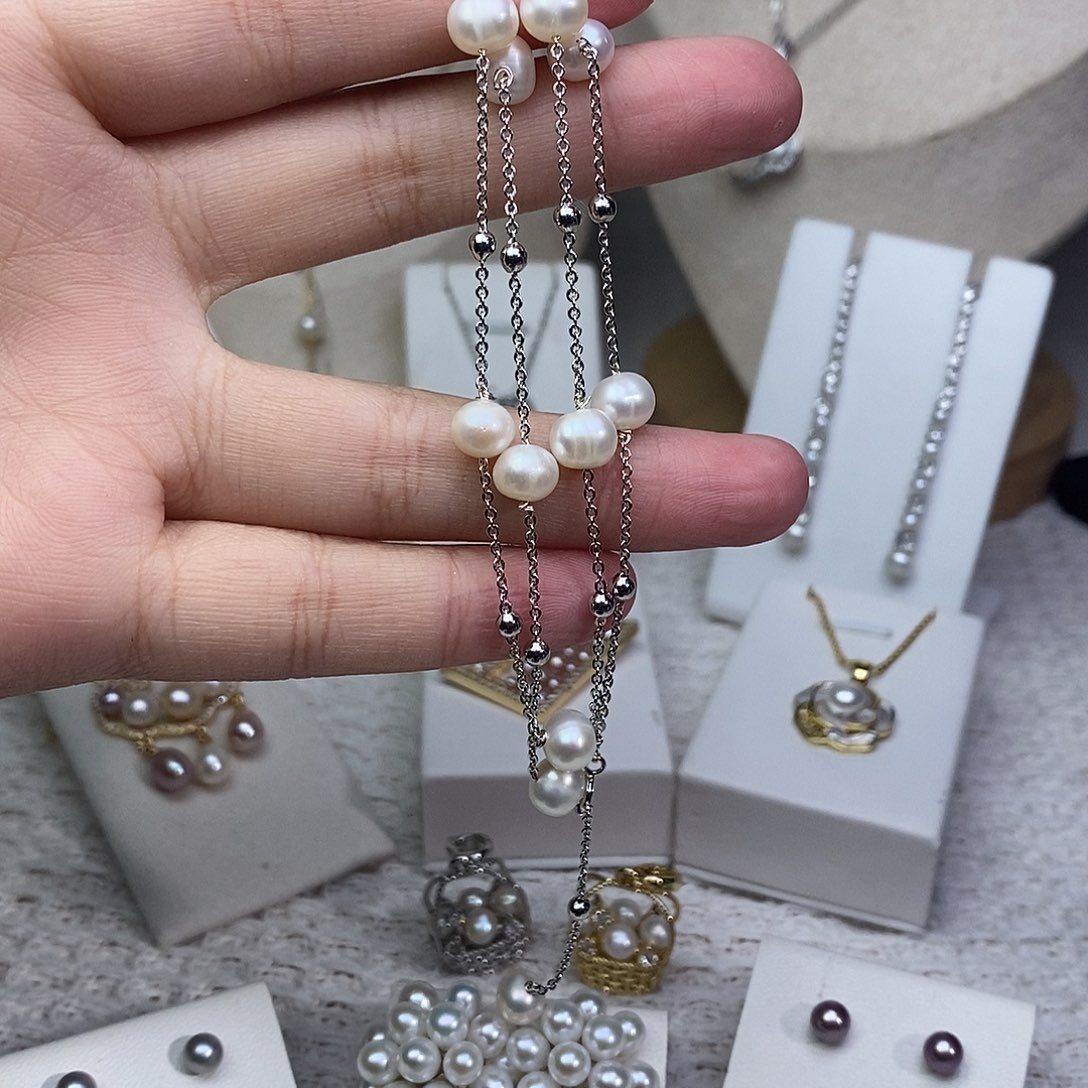 银S925镶嵌淡水珍珠耳饰