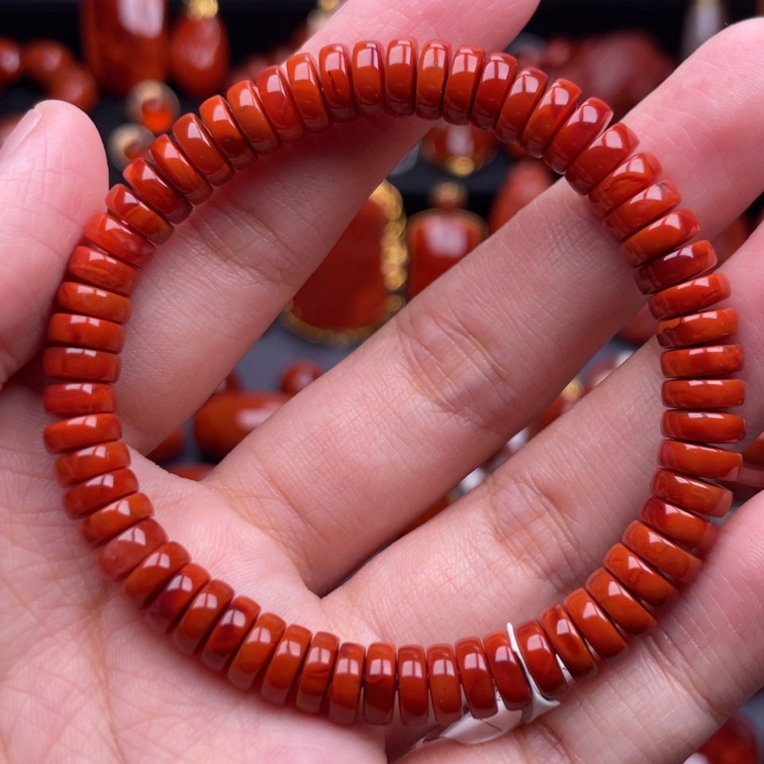 南红玛瑙未镶嵌珠宝奇石单圈7.5mm