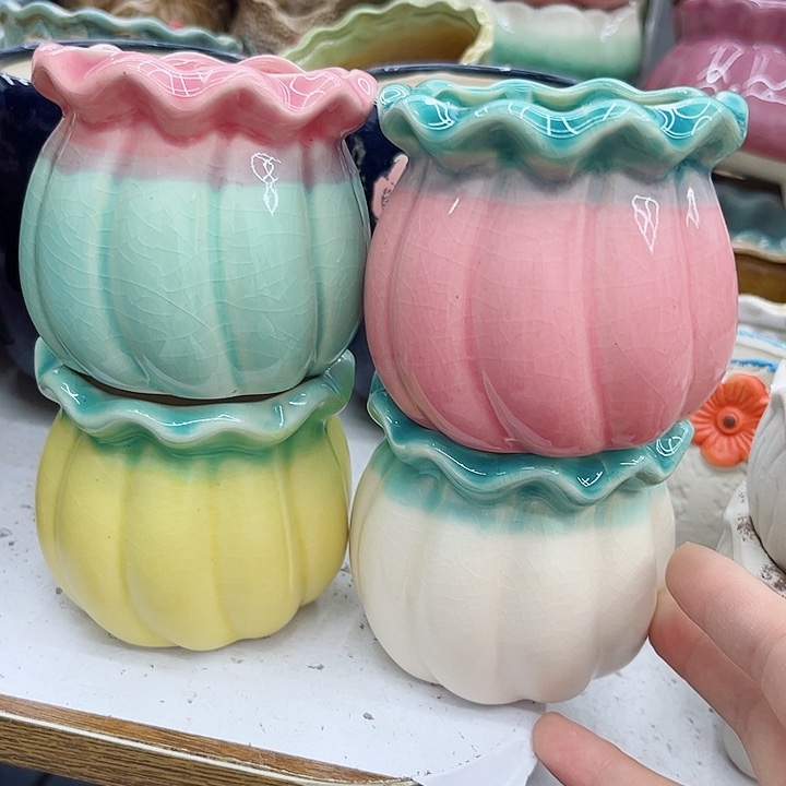 多肉绿植陶瓷花盆9.9包邮，有孔