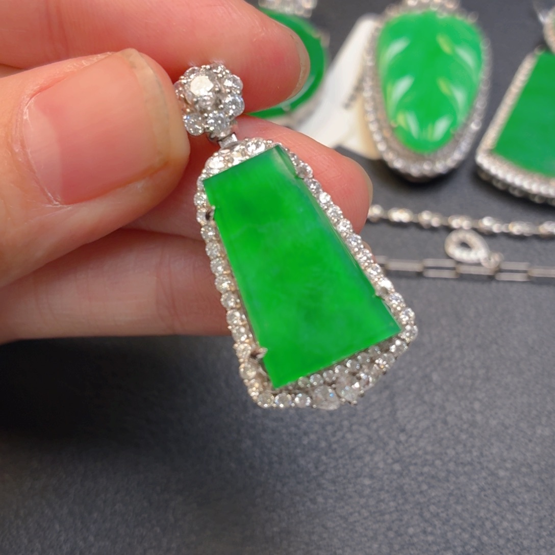 翡翠银S925镶嵌吊坠(不含链)