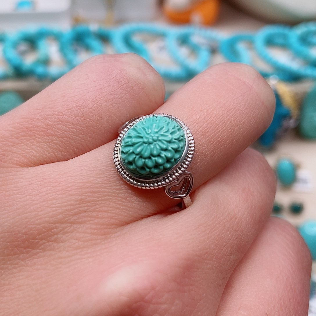 绿松石戒指银S925镶嵌