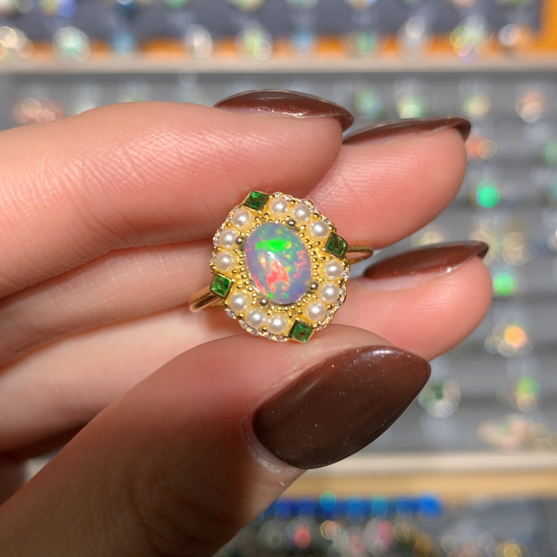 银S925镶嵌欧泊戒指t