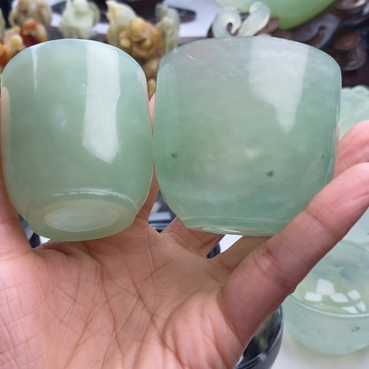 岫玉未镶嵌四大名玉茶杯辰*