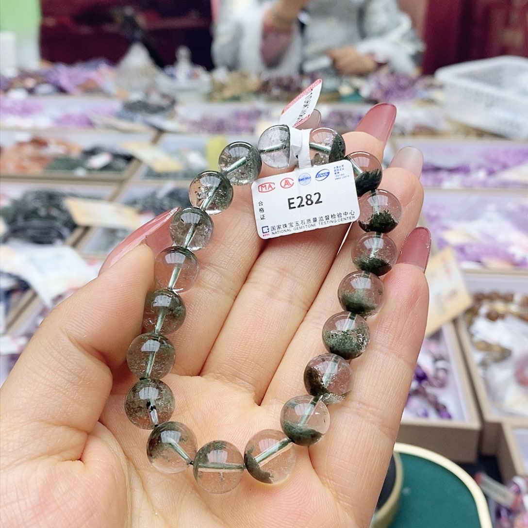 水晶手链未镶嵌鸡**粉E282绿幽灵10m