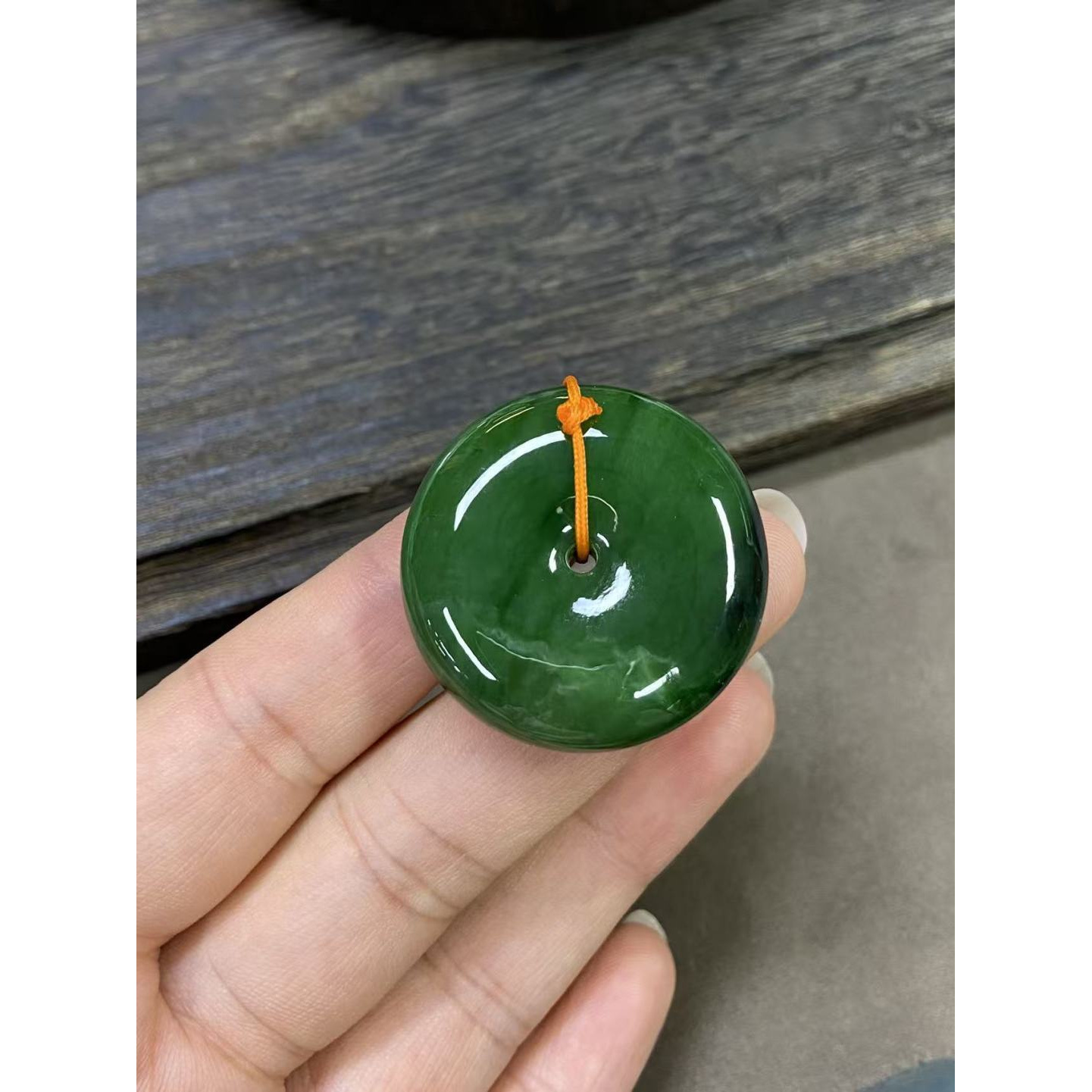 天然老坑料和田玉碧玉平安扣吊坠直径33mm850饱满厚实料子细腻色