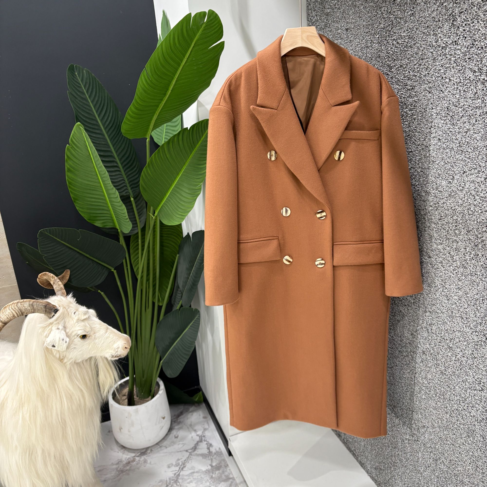 LuoXi罗皙-新款秋冬毛呢外套韩版显瘦小西装复古双面羊毛大衣2028