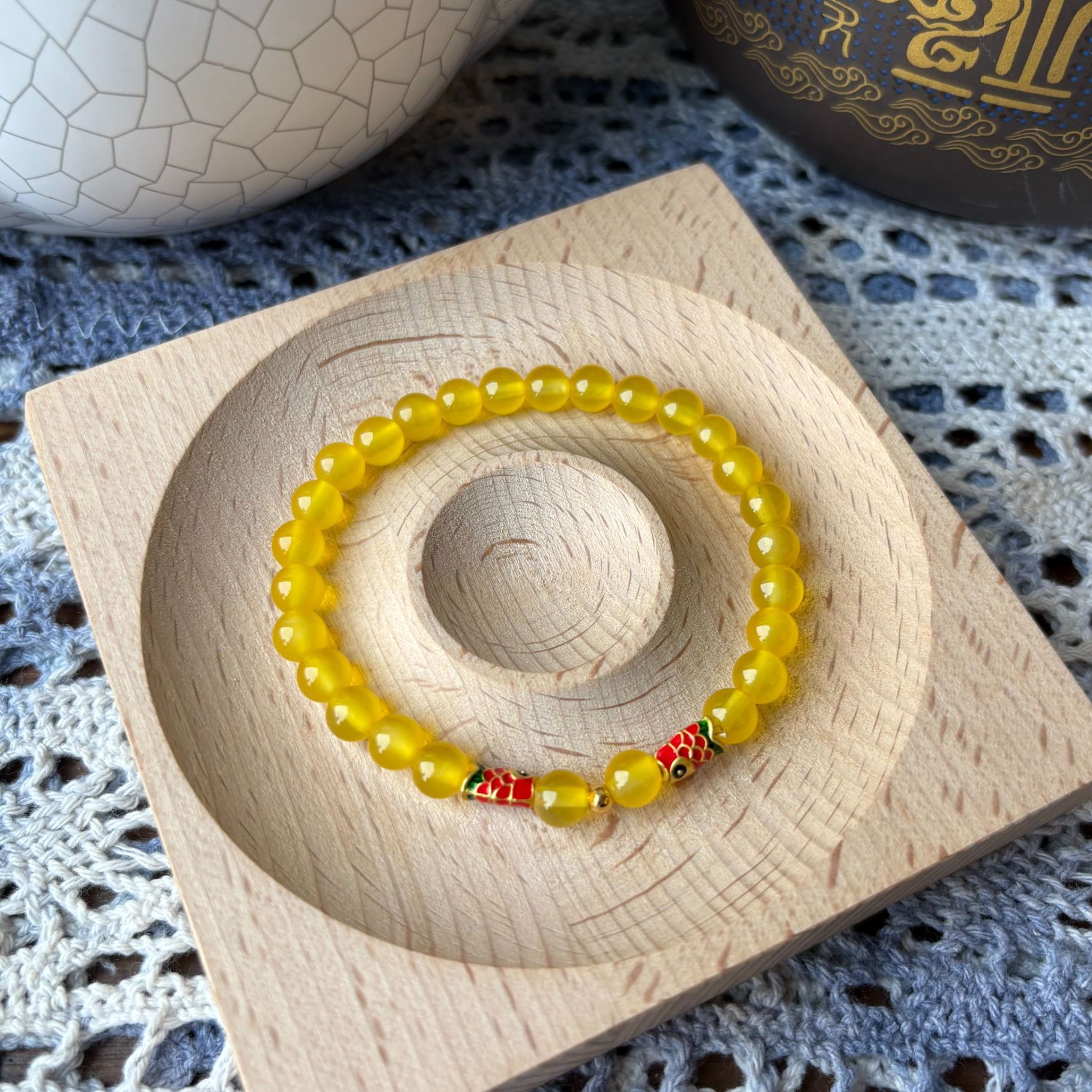 普陀山黄玛瑙锦鲤手串