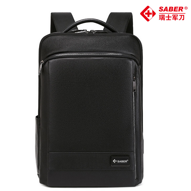 瑞士军刀SA2527新款男士通勤双肩包真皮背包商务大容量头层牛皮电