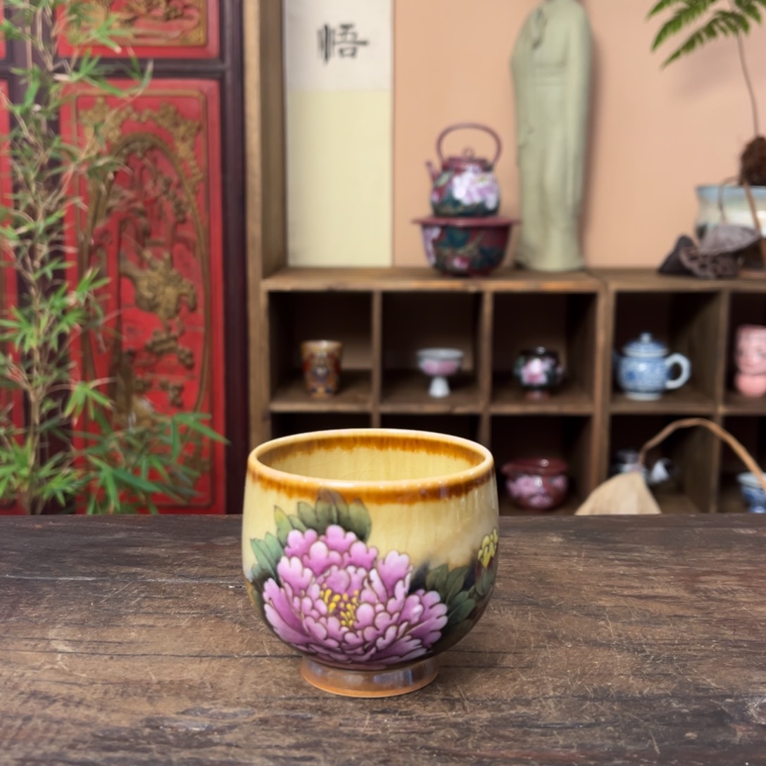 杯柴烧手工手绘陶瓷
