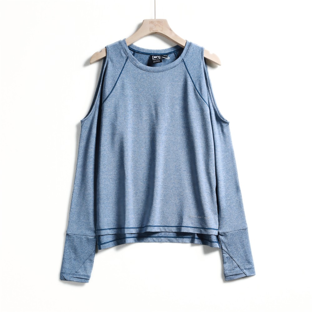 sn女款夏季运动休时尚百搭闲透气速干露肩T恤SWS01010005N003