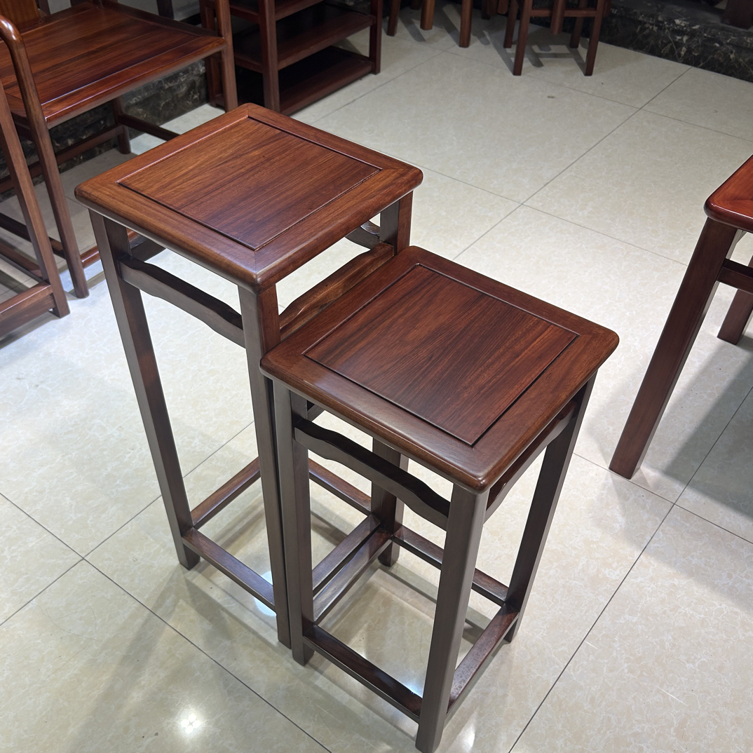 乌金木花架置物架新中式客厅电视柜边落地式阳台花台盆景架