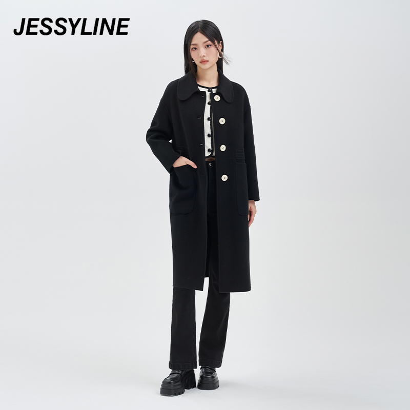 5016【李易行】jessyline秋季新款女装 杰茜莱双面纯羊毛呢外套女