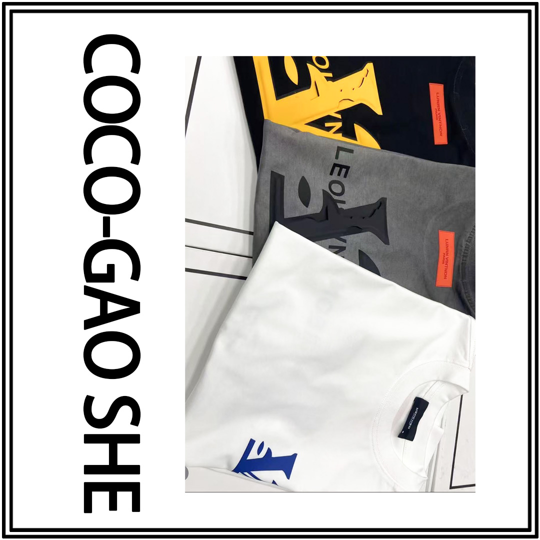 【35号链接-老驴家立体爆裂纹字母】重磅立体爆裂纹老花宽松T恤1012