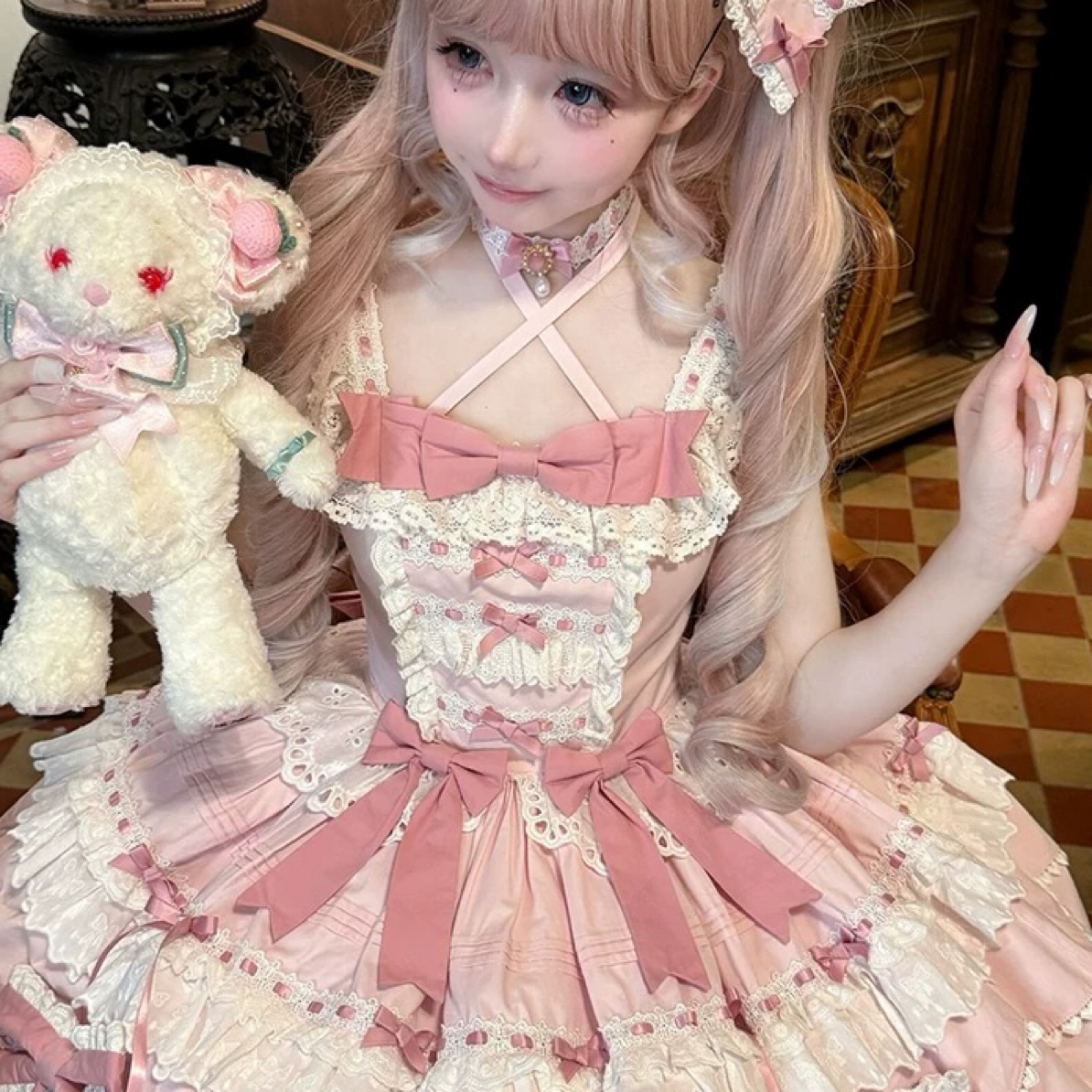 【莉莉的茶会jsk/op+项链+拖尾+飞机盒】实体店正品现货（售出不退