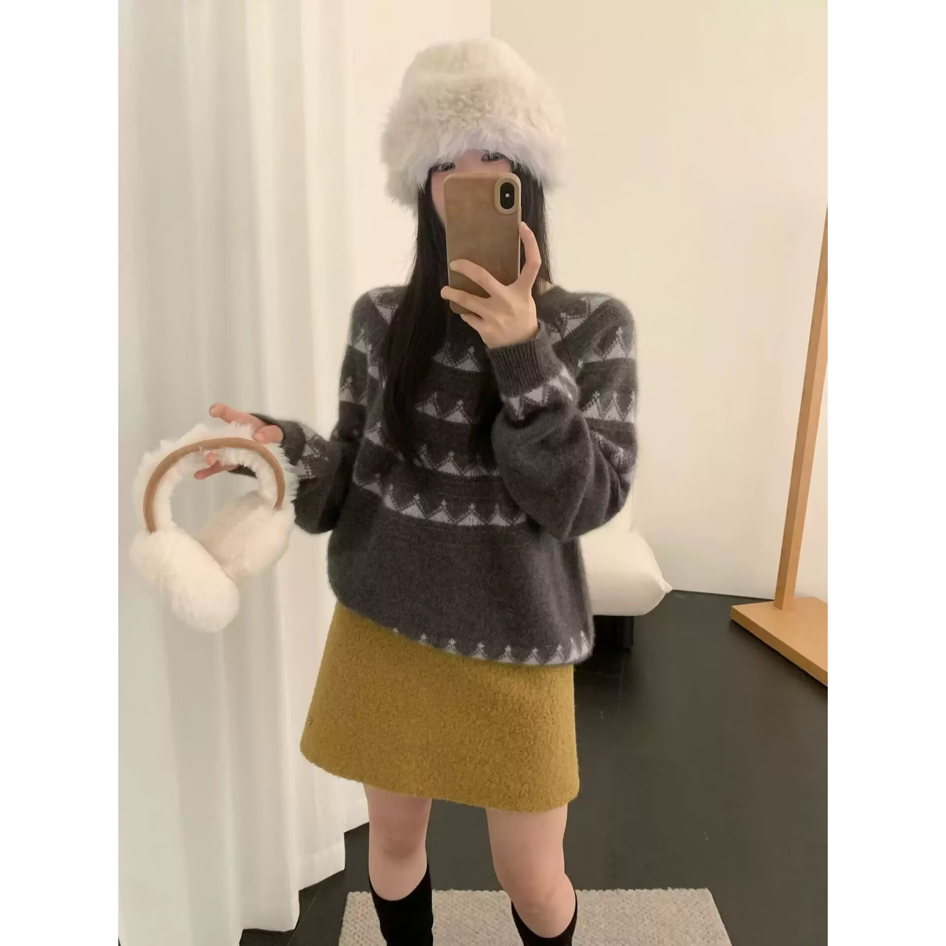 T3070『挪威森林』秋冬慵懒感套头提花毛衣冬季圣诞穿搭