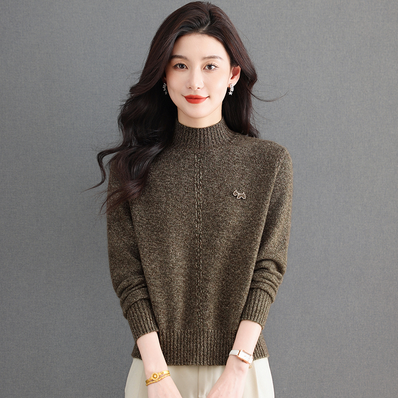 羊毛衫冬季女厚款保暖半高领打底宽松显瘦百搭气质时尚内搭针织衫
