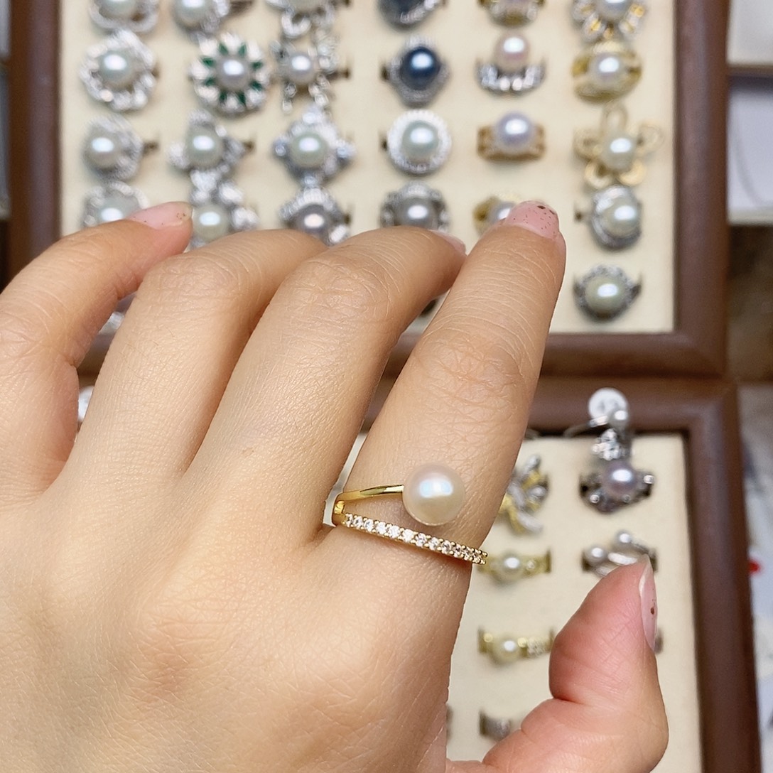 戒指淡水珍珠银S925镶嵌